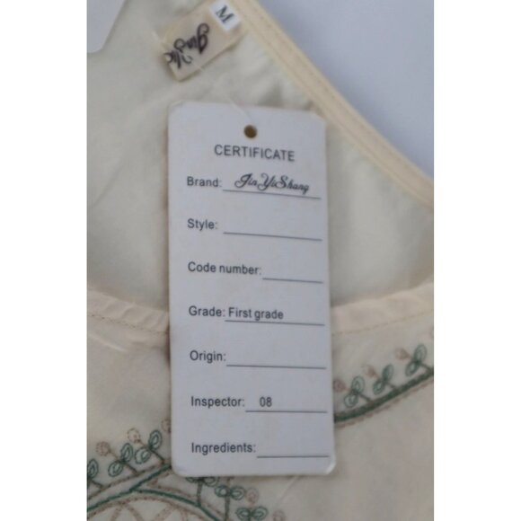 Jin‎ Yishang By Women's Cream Embroidered Blouse Size Medium - Picture 7 of 10